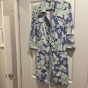 Talbots Blue and Green Floral Robe